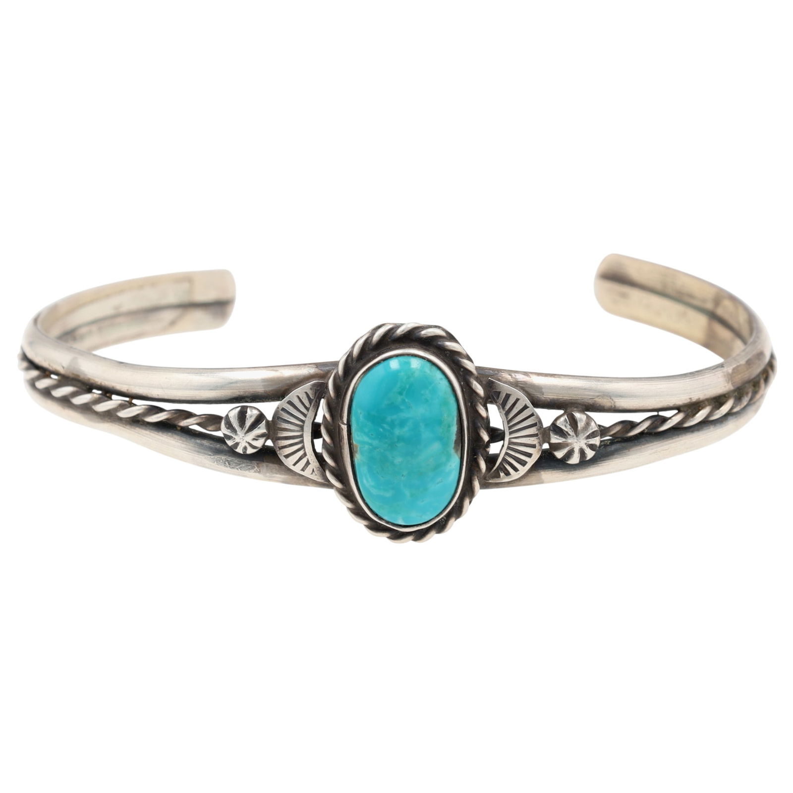 Richardson's Trading Post Betta Lee Navajo Sterling Turquoise Cuff Bracelet: Presented in partnership with the historic Richardson’s Trading Post, a cornerstone of Native American jewelry since 1913. Selected from their archives of rare vintage and contemporary pieces. Betta