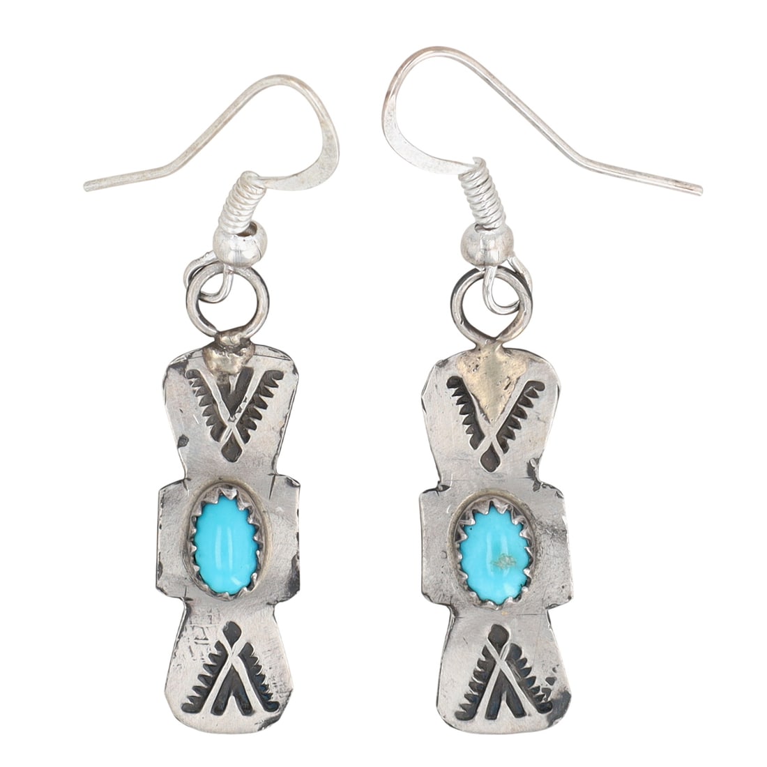 Richardson's Trading Post Leon Kirlie Navajo Sterling Turquoise Hook Earrings (1 of 4)