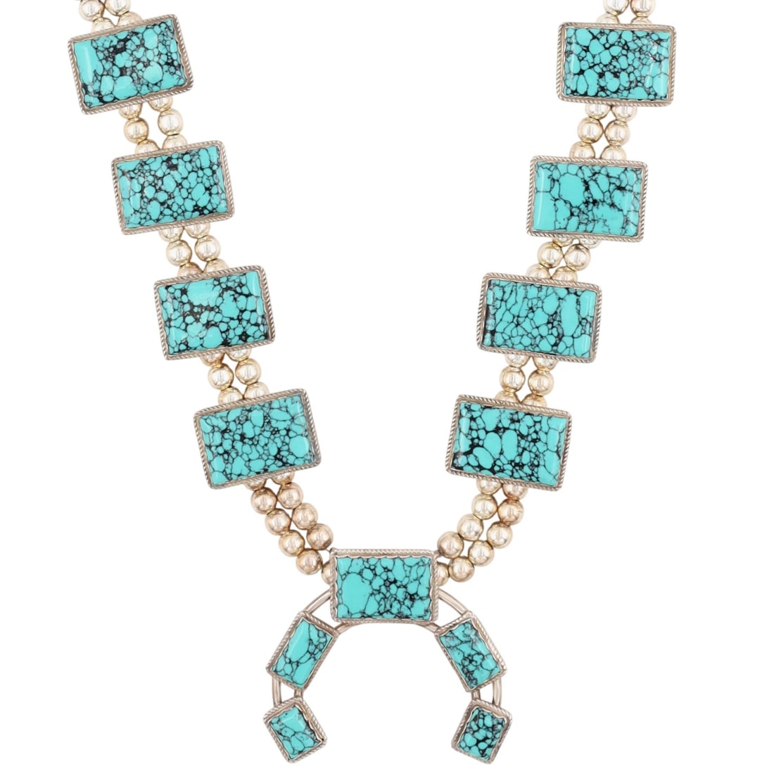 Richardson's Trading Post Rickell & Glendora Booqa Zuni Sterling Turquoise Chrome Beaded Necklace (1 of 8)