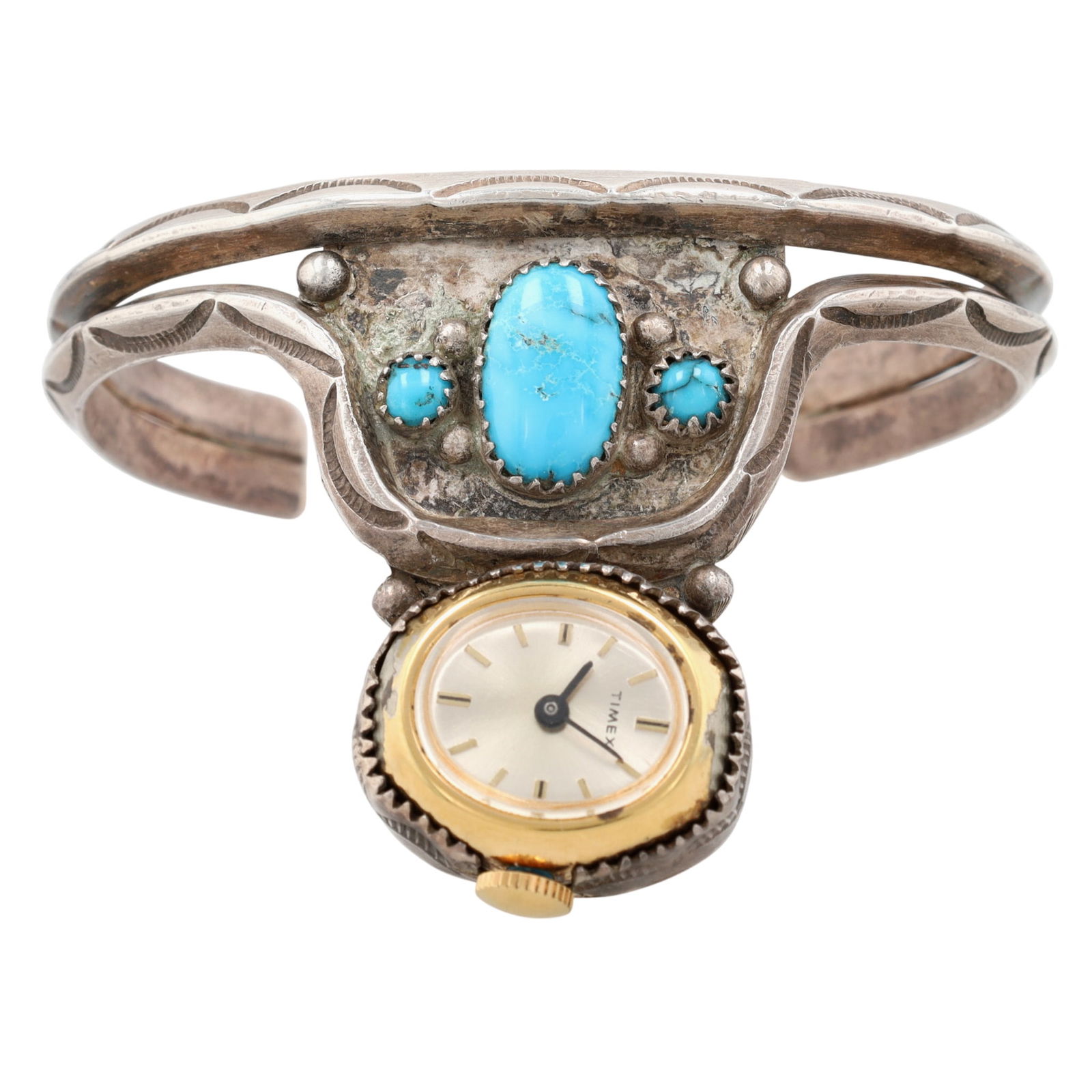 Richardson's Trading Post Vintage Navajo Sterling Turquoise Watch Cuff Bracelet (1 of 7)