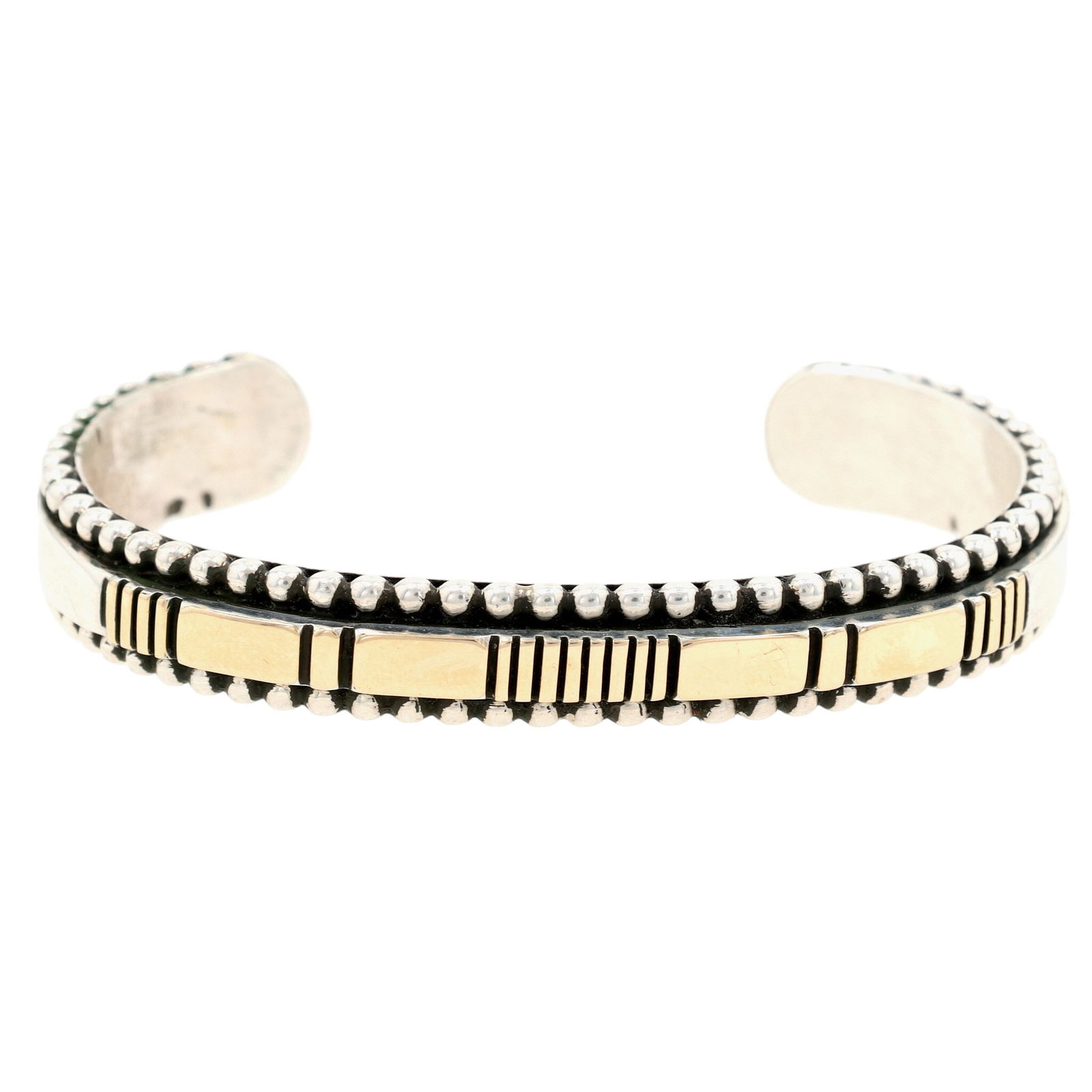 Jonathan Nez Navajo 14K Gold Sterling Cuff Bracelet (1 of 8)