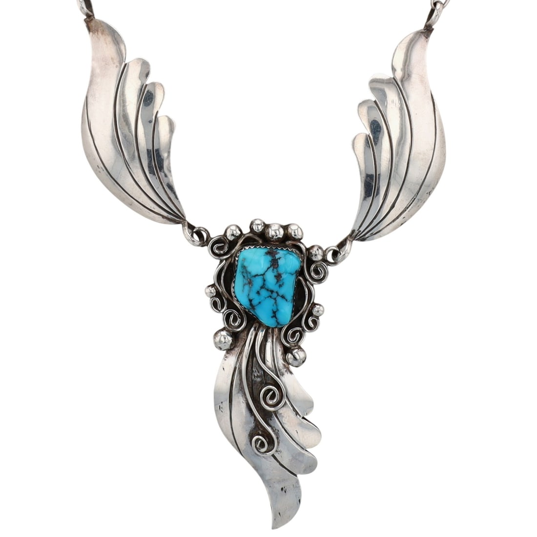 Phillip Morse Jr Chippowa Sterling Turquoise Winged Necklace (1 of 6)