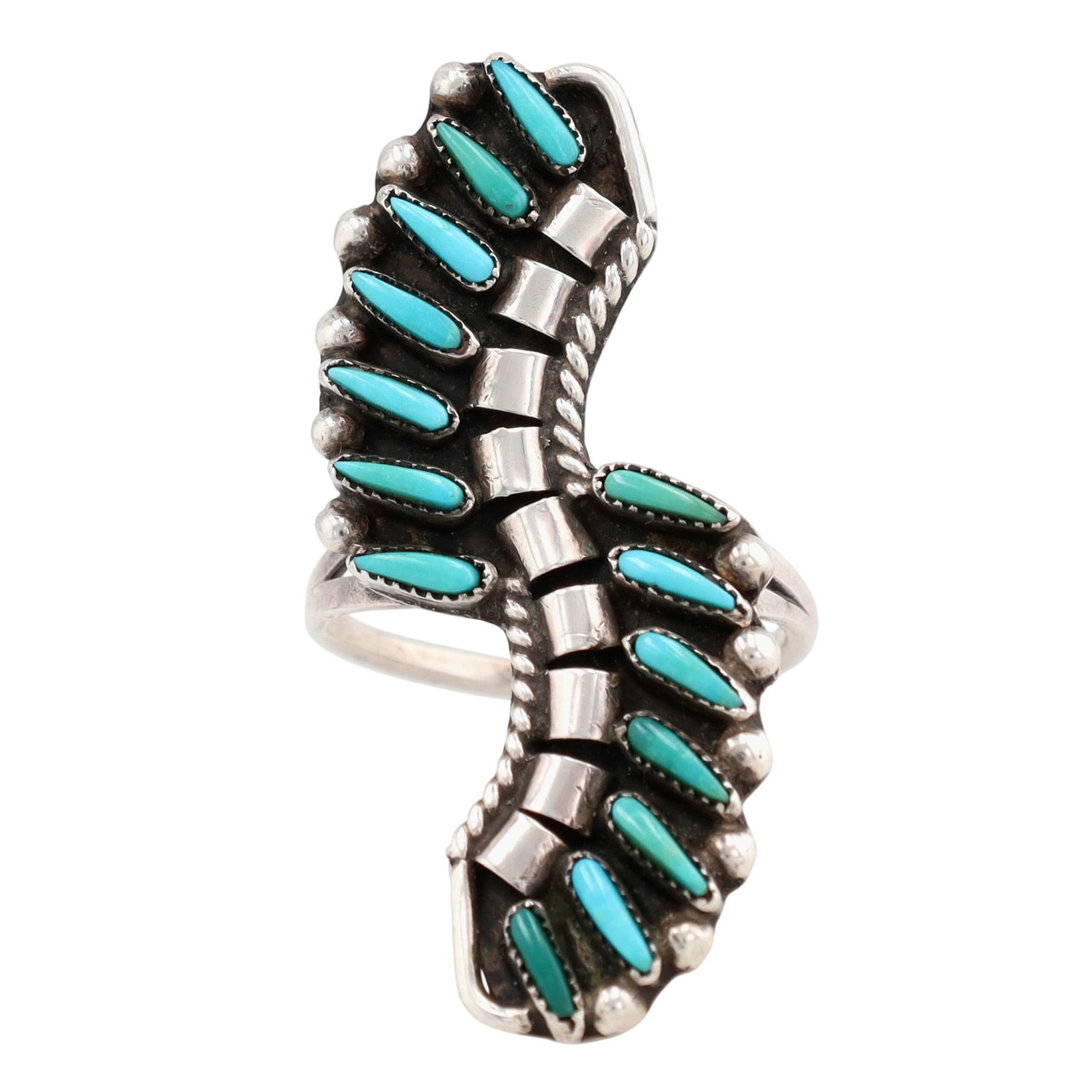Vintage Zuni Sterling Petit Point Turquoise Ring Sz 7 (1 of 6)