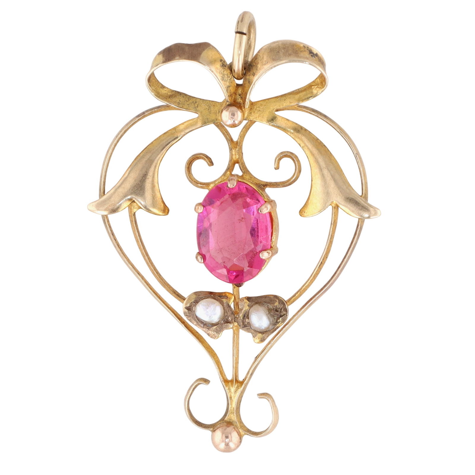 Antique 10K Gold Ruby Lavalier Pendant (1 of 3)