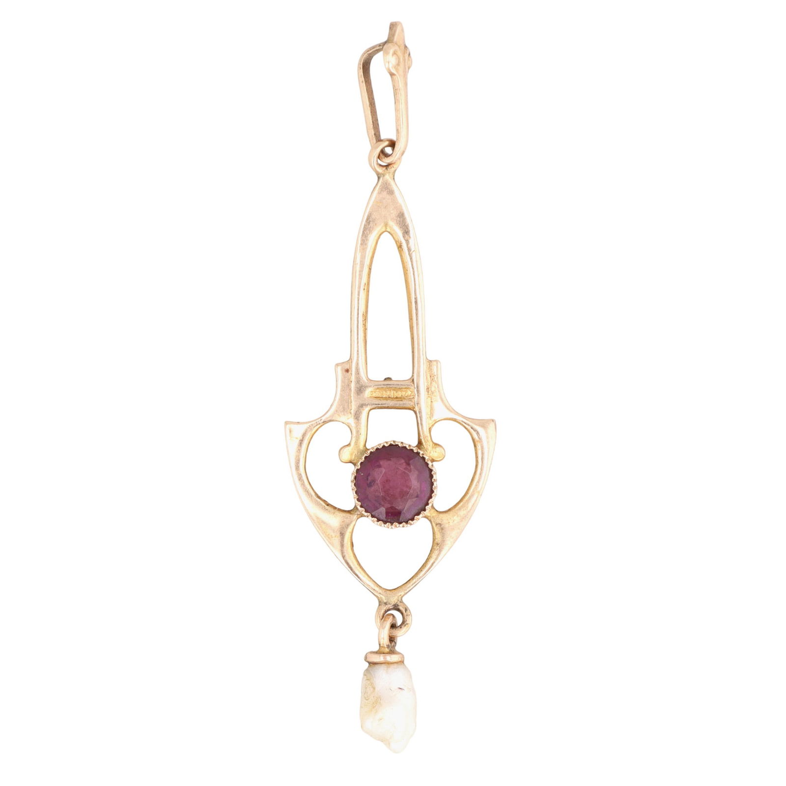 Antique Victorian 14K Gold Pearl Rhinestone Lavalier Pendant: Antique Victorian 14K Gold Pearl Rhinestone Lavalier Pendant 1g