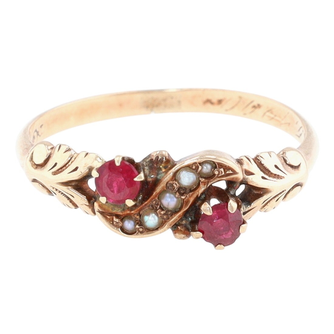 Signed Vintage 10K Gold Garnet Pearl Cocktail Ring Sz 7.75 (1 of 6)