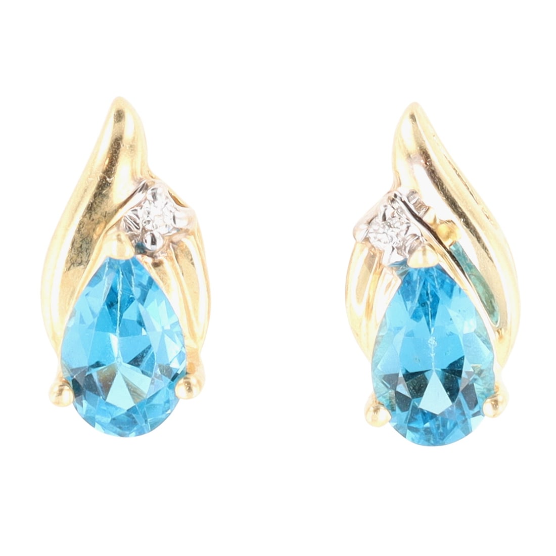 14K Gold Topaz Rhinestone Stud Earrings (1 of 4)