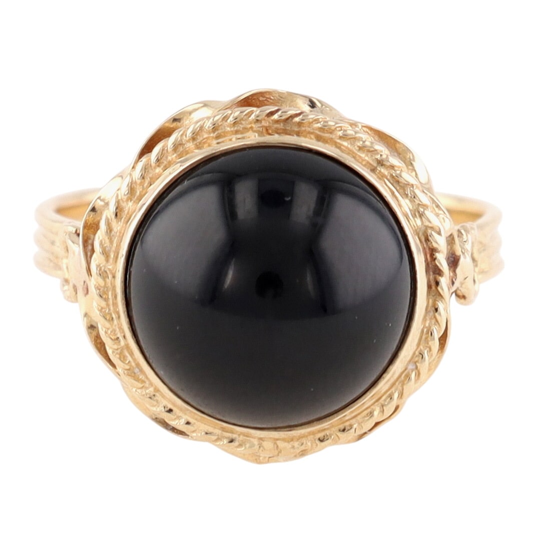 Vintage Gold Over Sterling Onyx Ring Sz 7.5 (1 of 6)
