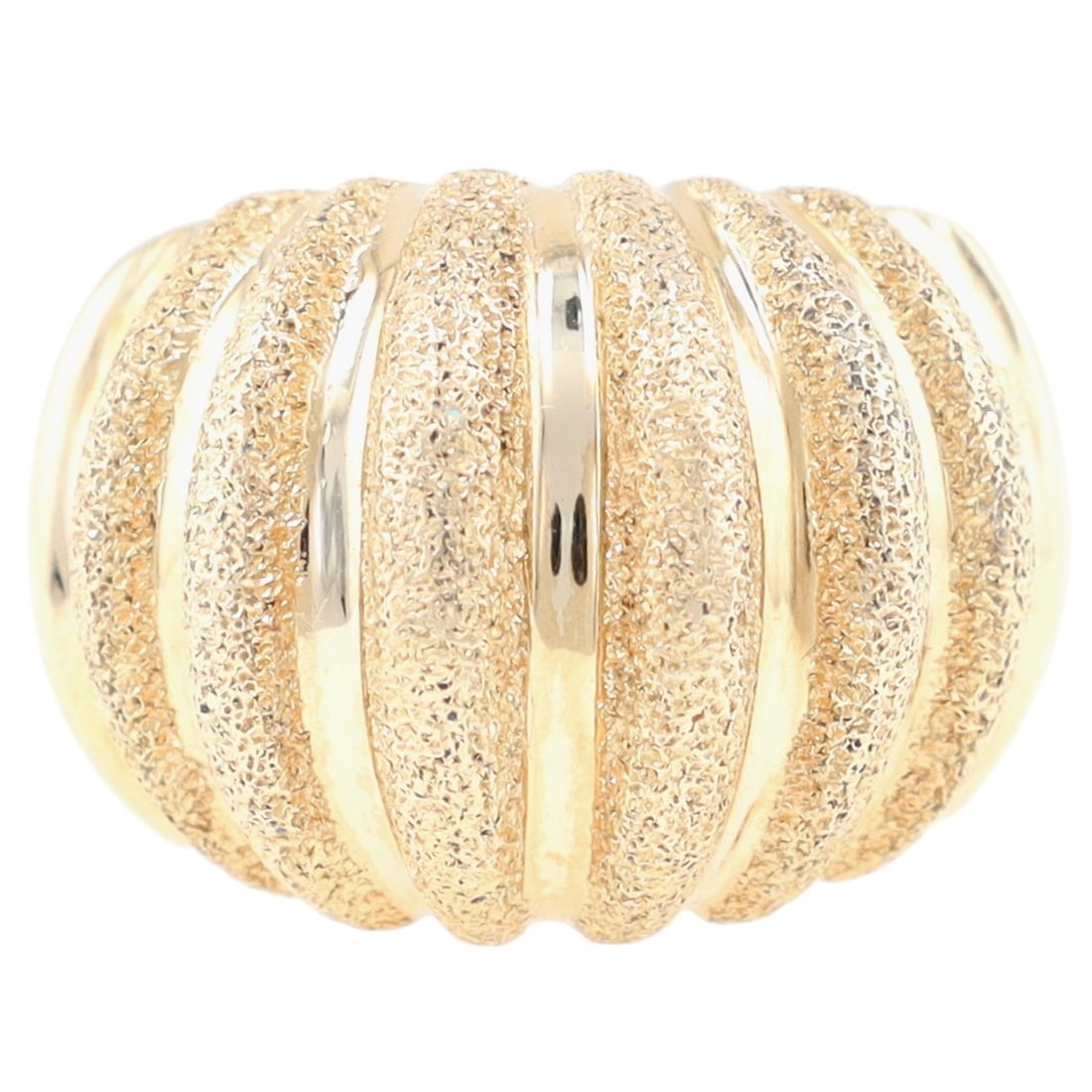 Signed Vintage 14K Plumb Gold Textured Dome Ring Sz 6.75 (1 of 6)