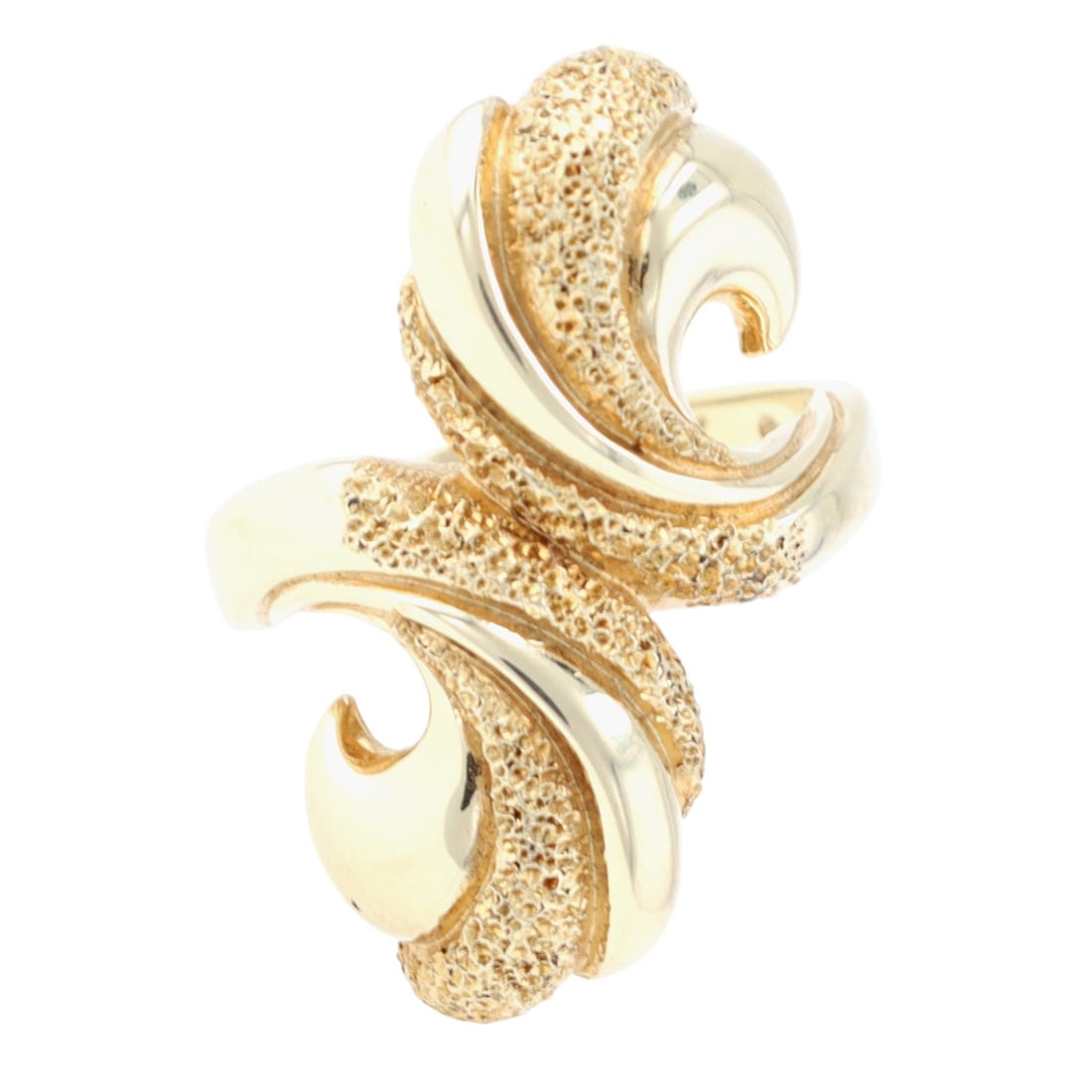 Signed 14K Gold Textured Swirl Ring Sz 7 (1 of 6)