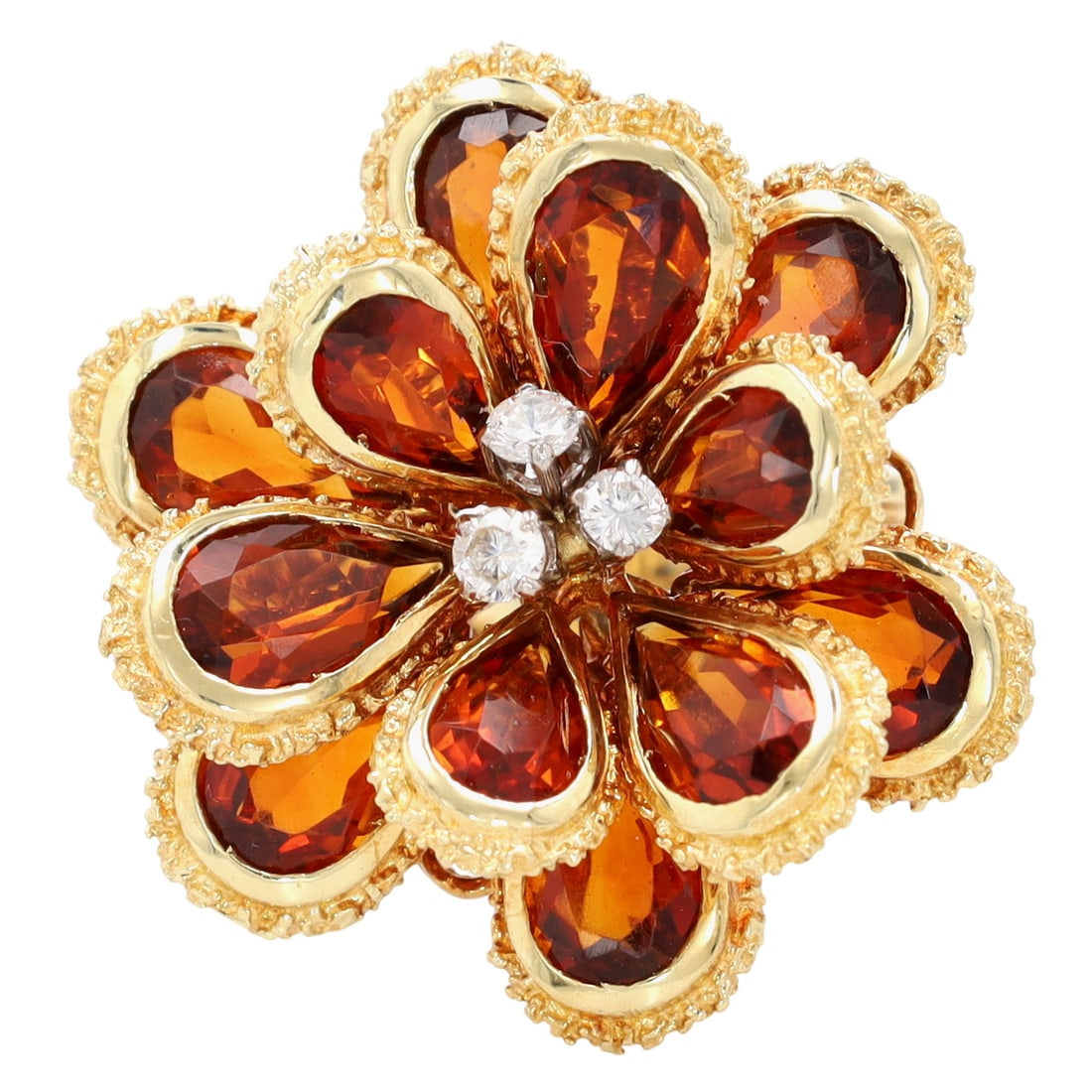 Signed 18K Gold Multi-Stone Flower Statement Ring Sz 7 (1 of 6)