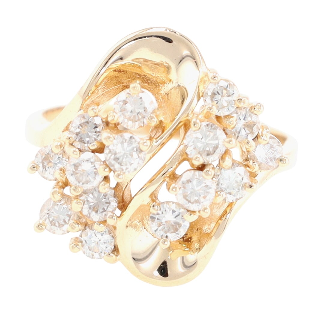 14K Plumb Gold Diamond Cluster Ring Sz 7 (1 of 6)