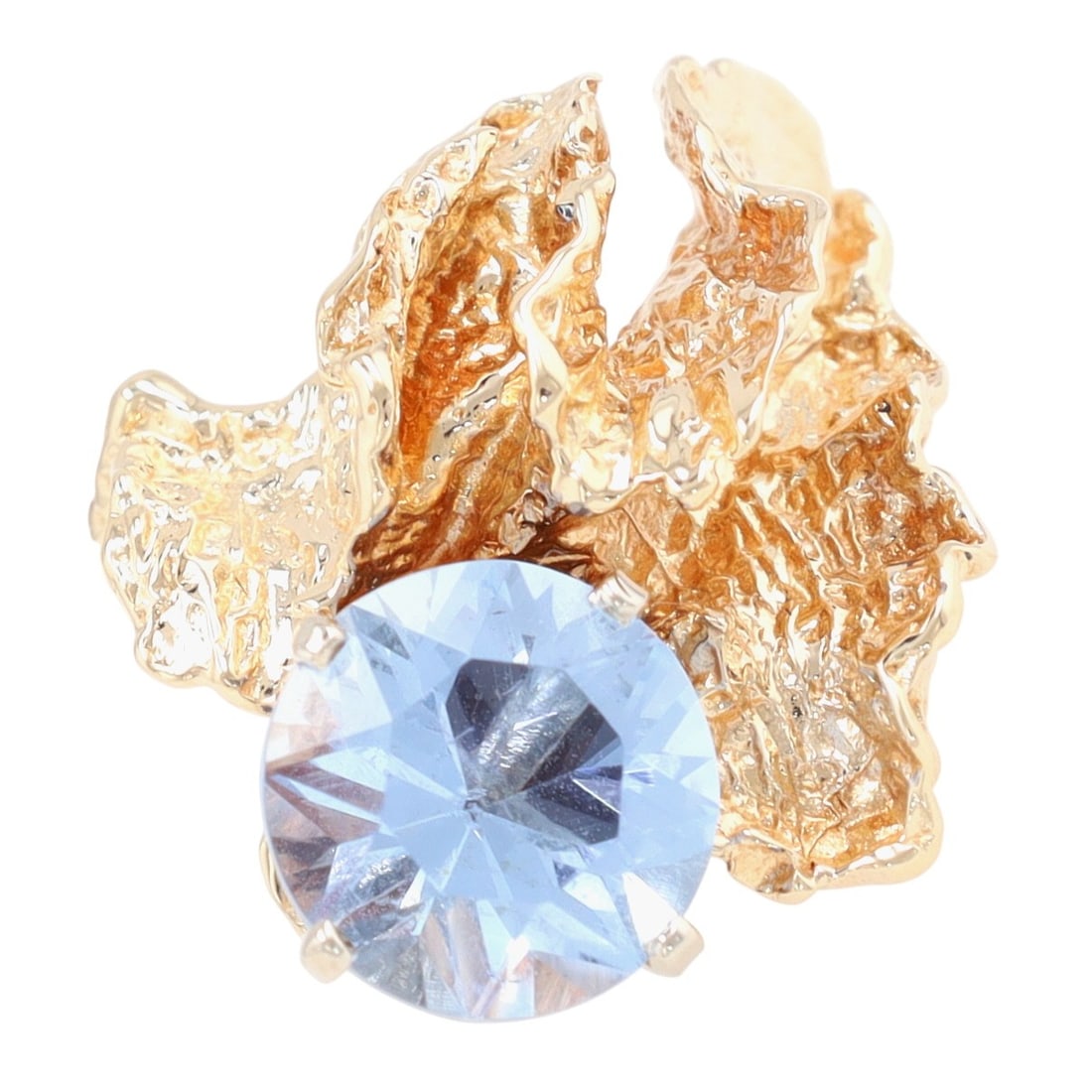 14K Gold Topaz Fan Coral Ruffle Ring Sz 6.5: 14K Gold Topaz Fan Coral Ruffle Ring Sz 6.5, 11.2g-Topaz: 10mm, Approx 3.5 CTW