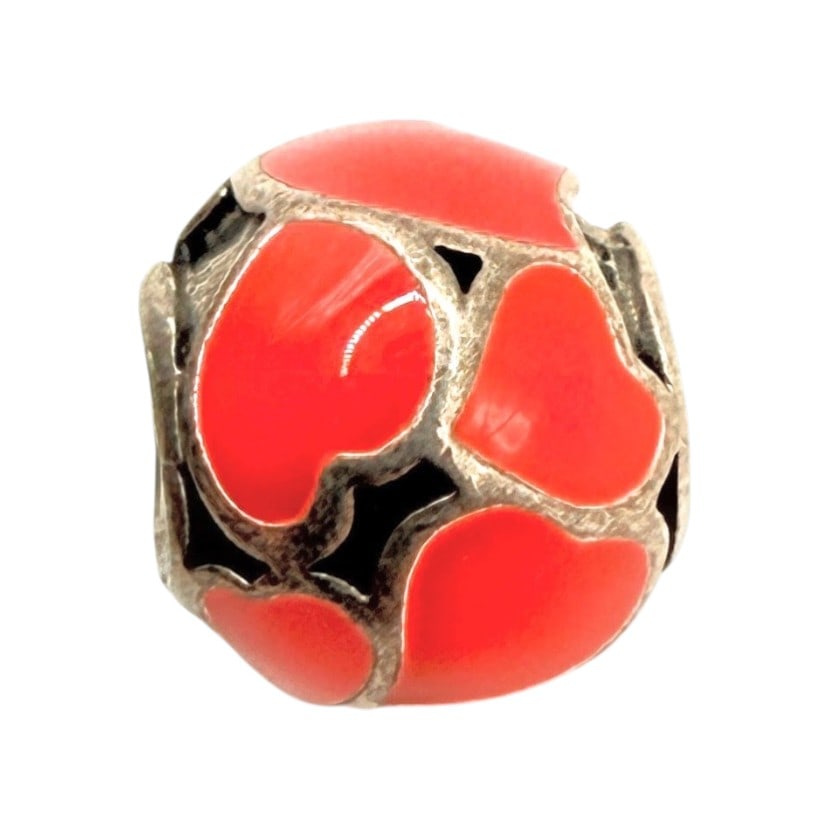 Pandora Sterling Neon Orange/ Red Bead Charm 4.5g: Pandora Sterling Neon Orange/ Red Bead Charm 4.5g, signed ALE