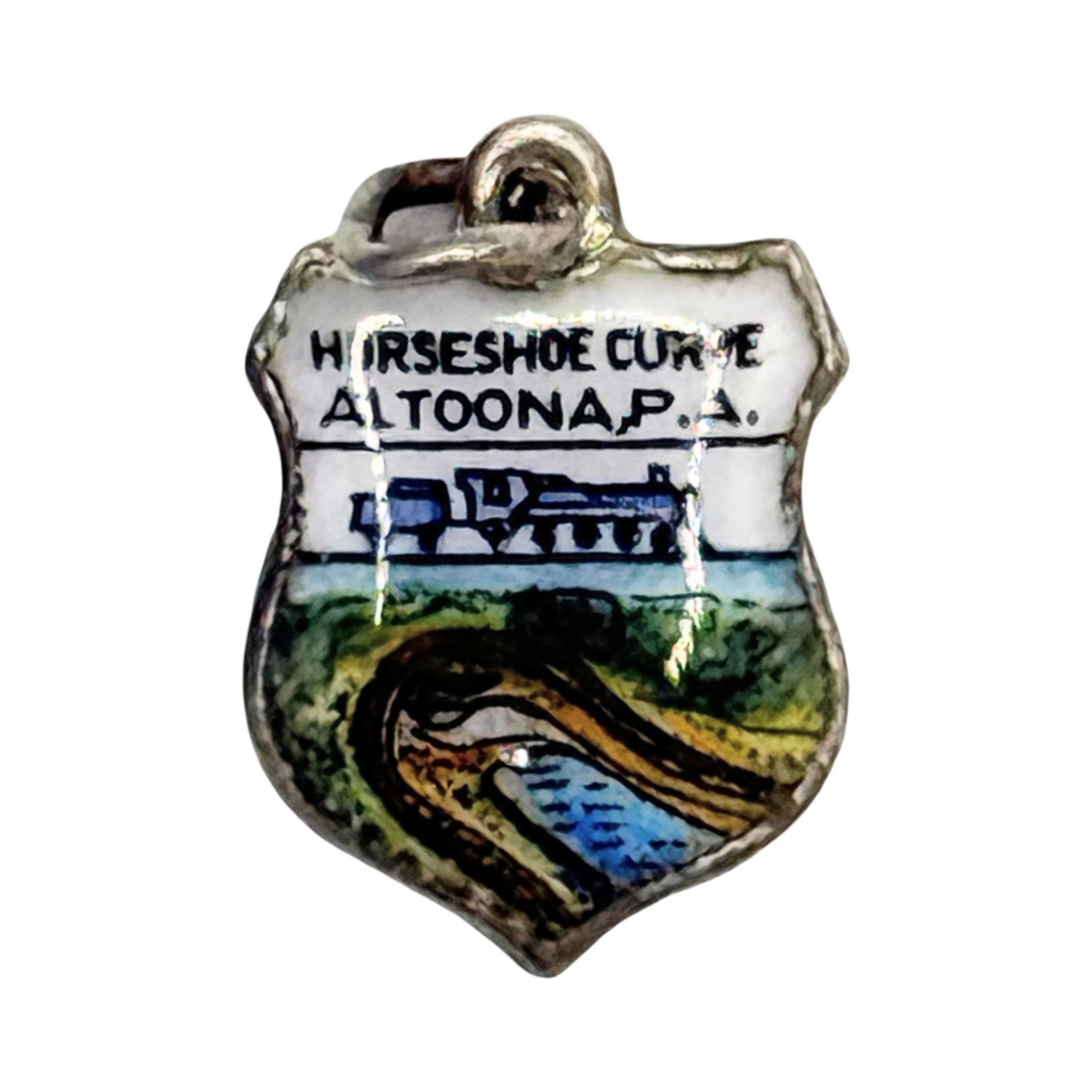 Signed Sterling Horseshoe Curve Altoona PA .9g: REM Signed 925 Sterling Horseshoe Curve Altoona PA .9g
