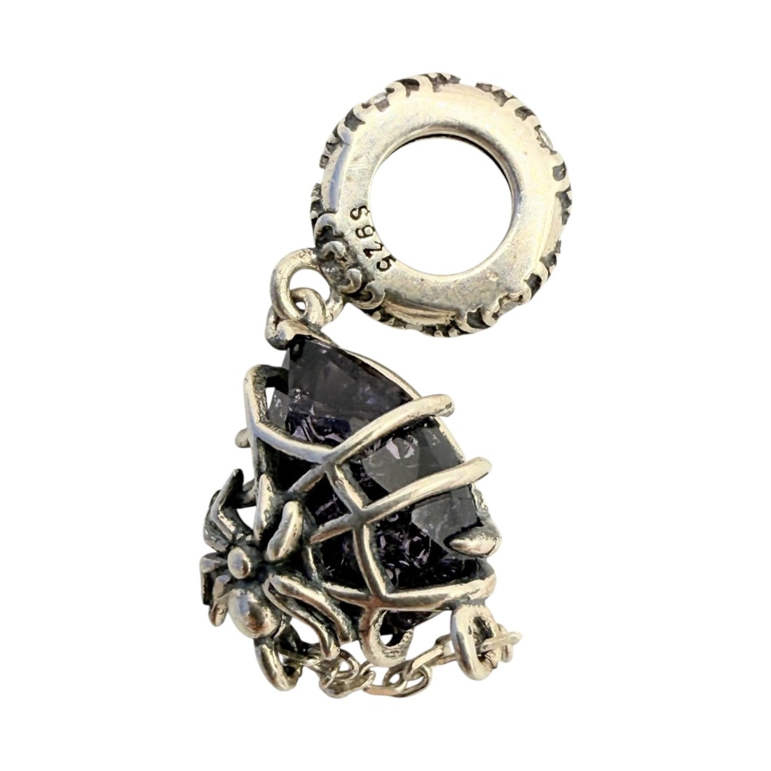 Sterling Purple Gemstone Spider Charm 1.7g: Sterling Purple Gemstone Spider Charm 1.7g