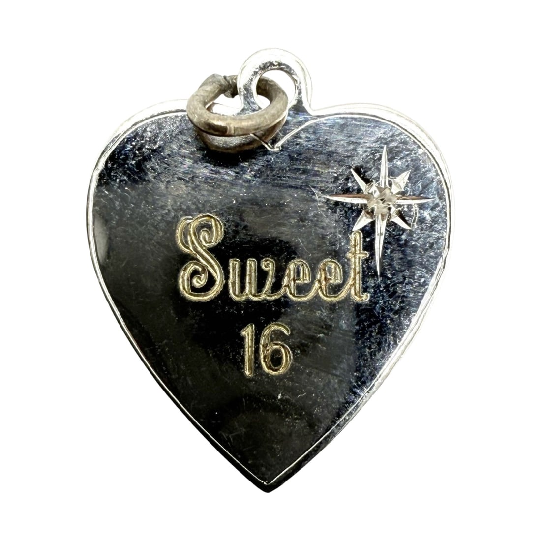 Sterling Sweet 16 Heart Charm 1.9g: Sterling Sweet 16 Heart 2-13-76 Charm 1.9g