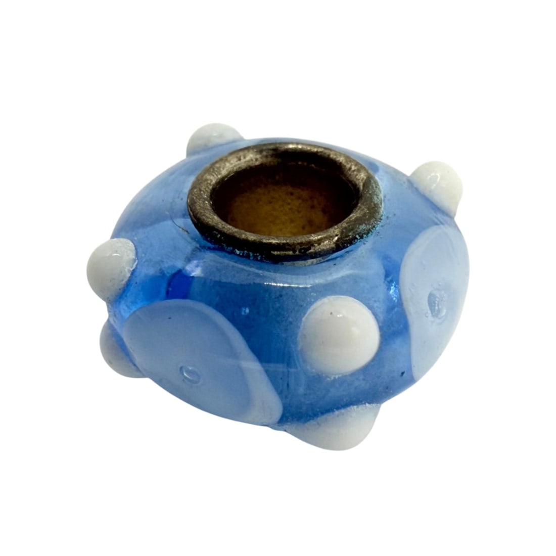 Sterling Glass Purple Blue And White Bubble Bead Charm 2g: Sterling Glass Purple blue and white bubble bead char 2g