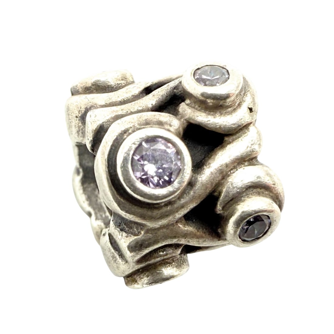 Sterling Purple Gems Amethyst Log Bead Charm 4.1g: Sterling purple gems Amethyst log bead charm 4.1g