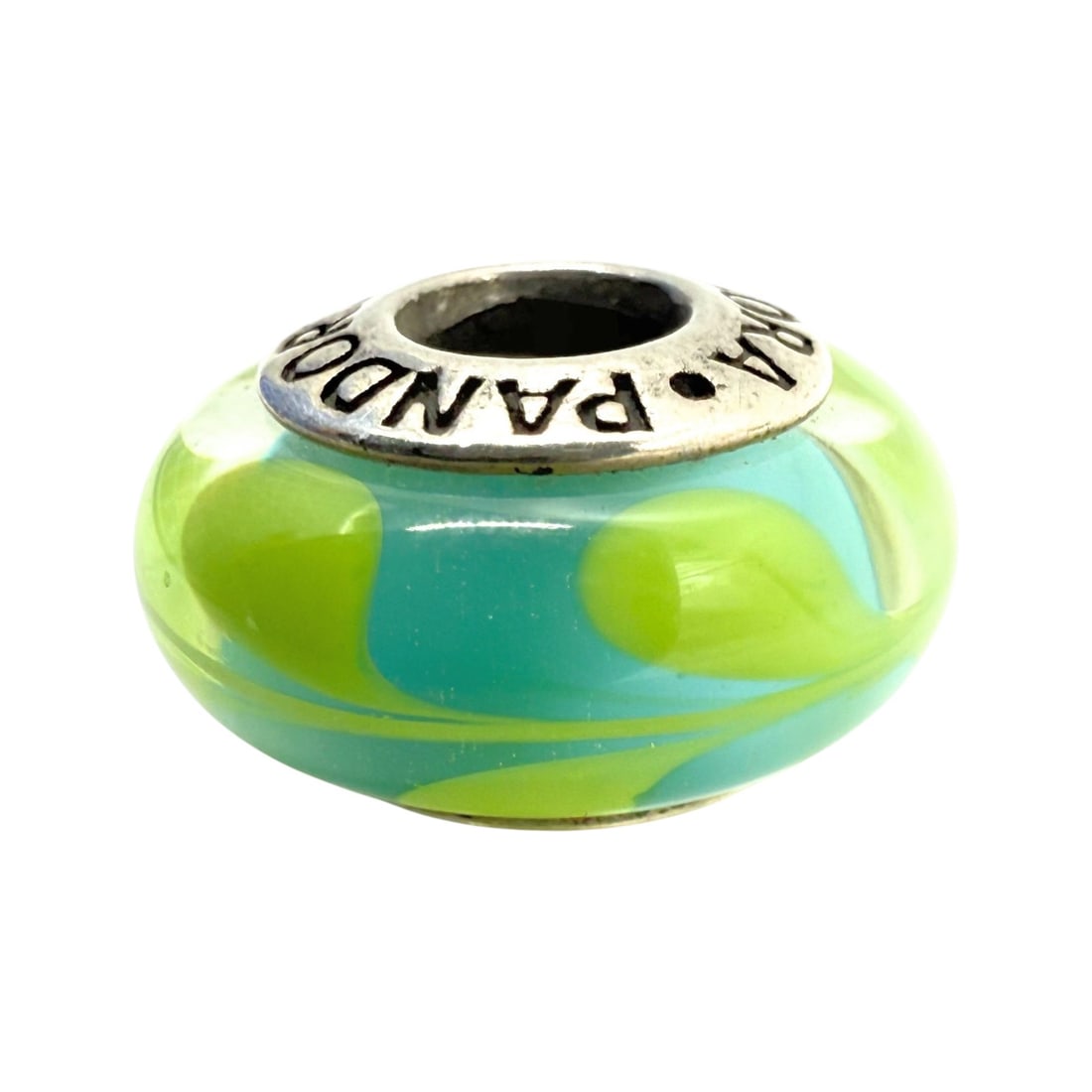 Pandora Sterling Glass Blue And Green Bead Charm 3.2g: Pandora 925 ALE Sterling glass blue and green bead charm 3.2g