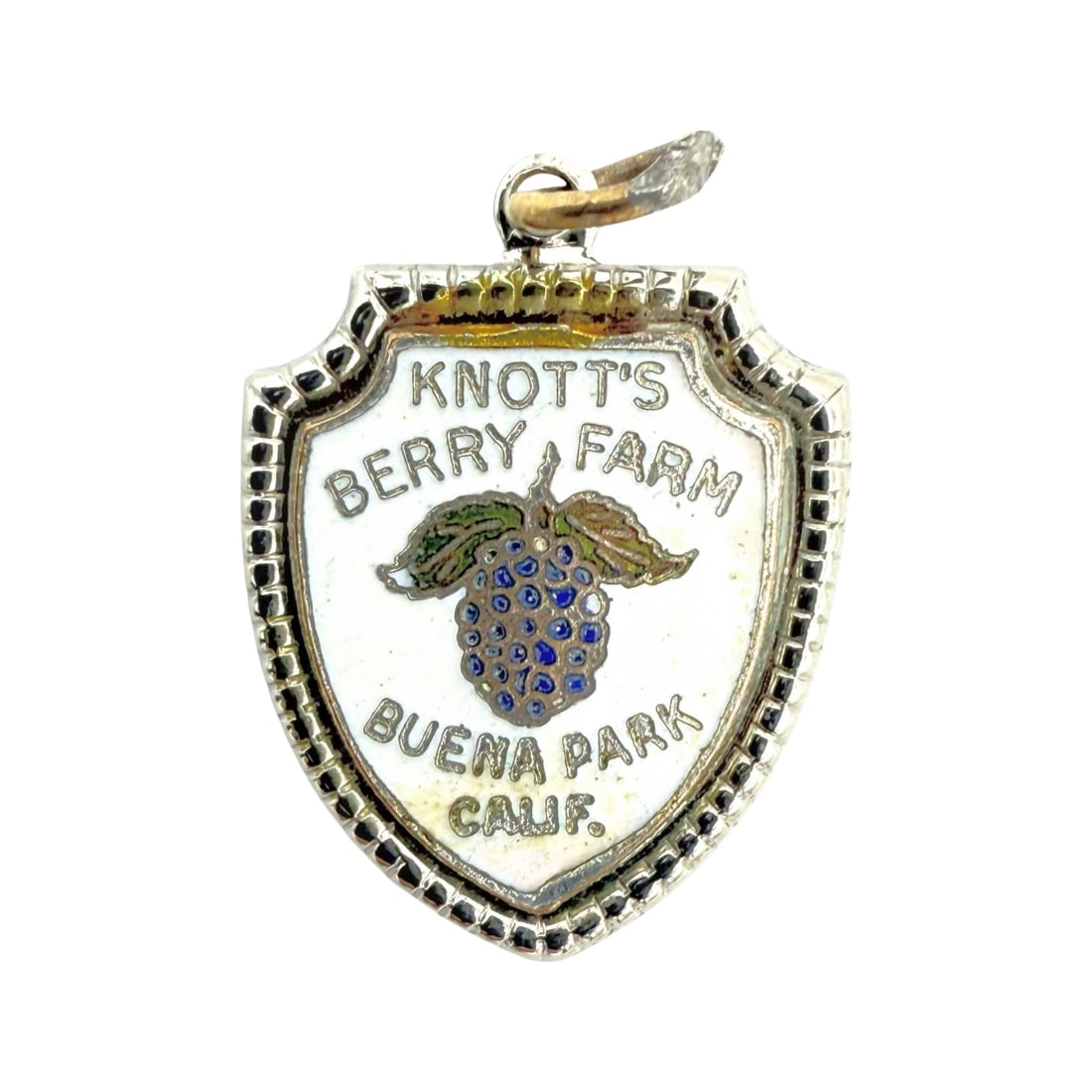 Sterling Enamel Knott's Berry Farm Charm 2.4g: Sterling White Enamel Knott's Berry Farm Buena Vista Calif Charm Pendant 2.4g