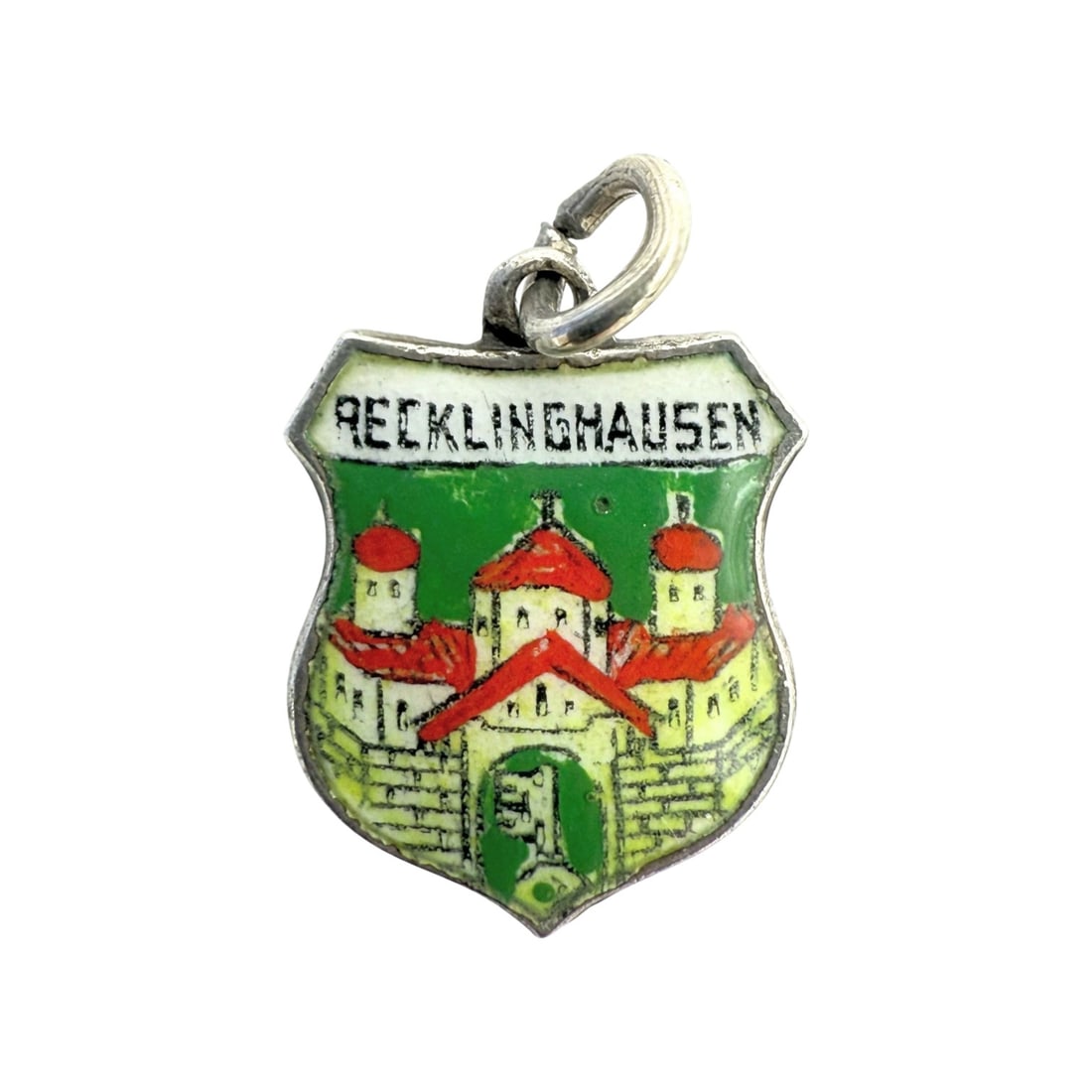 Sterling Enamel Recklinghausen Charm 1g: Sterling green red yellow enamel Recklinghausen Charm 1g