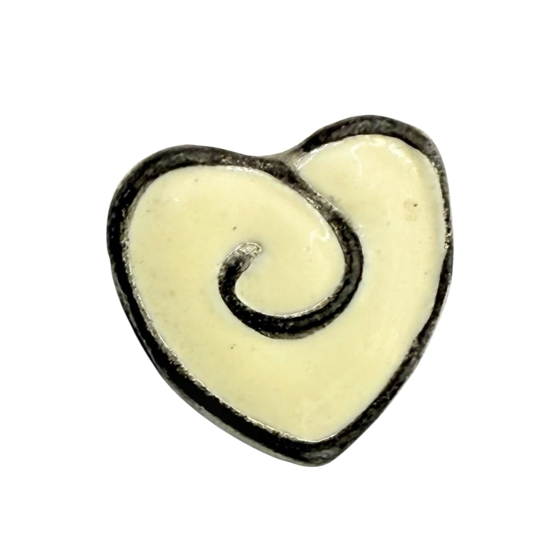 Sterling White Enamel Heart Charm Bead Charm 2.4g: Sterling White Enamel Heart Charm Bead Charm 2.4g