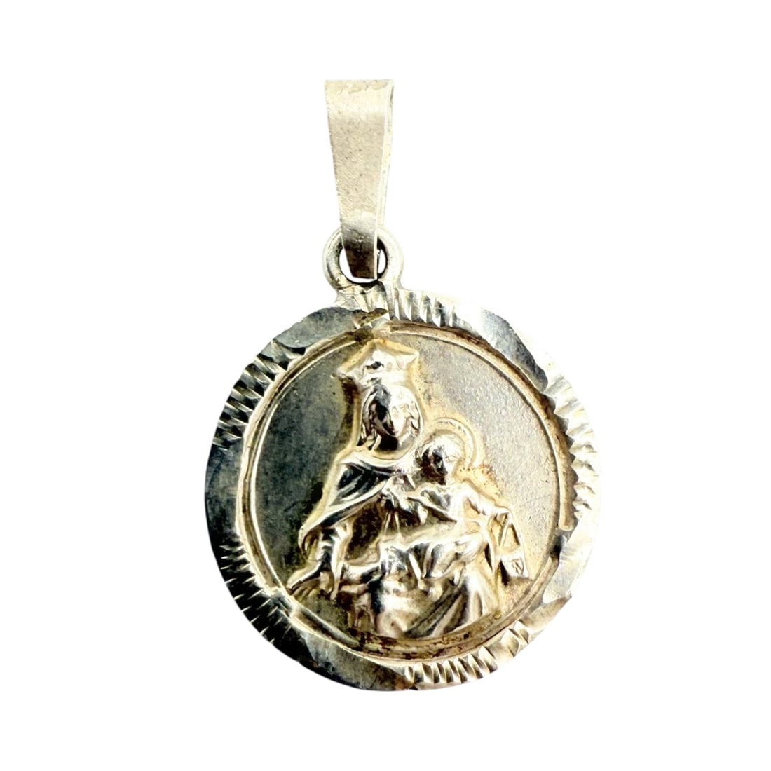 Signed Sterling Religious Medallion Pendant 2.5G (1 of 3)