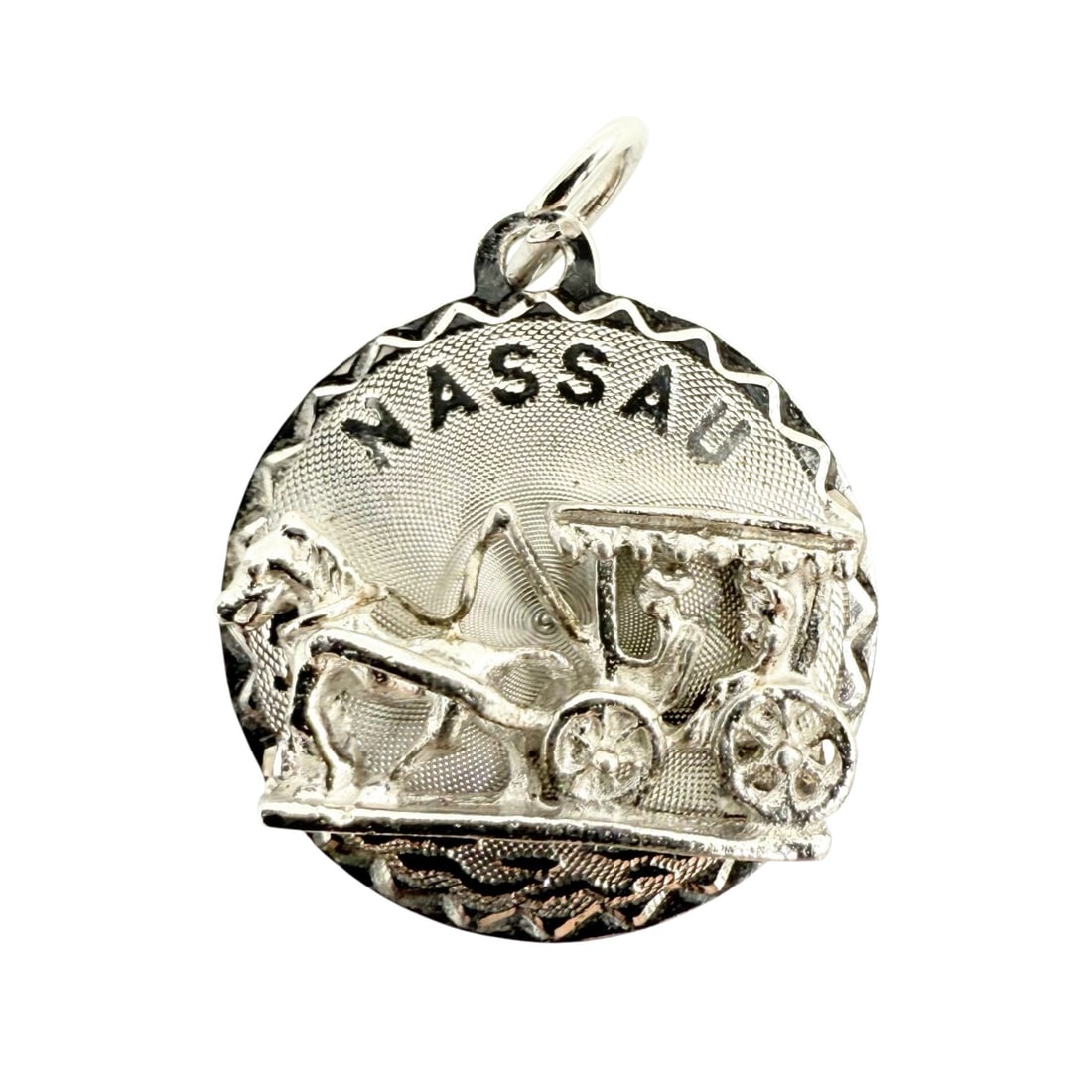 Signed Sterling Horse Drawn Carriage Nassau Charm 2.9g: Crea Signed Sterling Horse Drawn Carriage Nassau Charm 2.9g