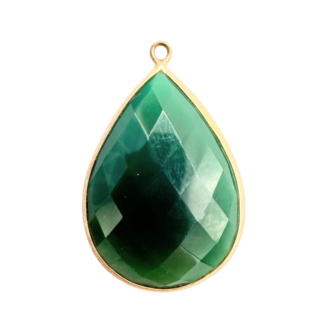 Sterling Green Gemstone Faceted Pear Cut Pendant 3.9g: Sterling Green Gemstone Faceted Pear Cut Pendant 3.9g