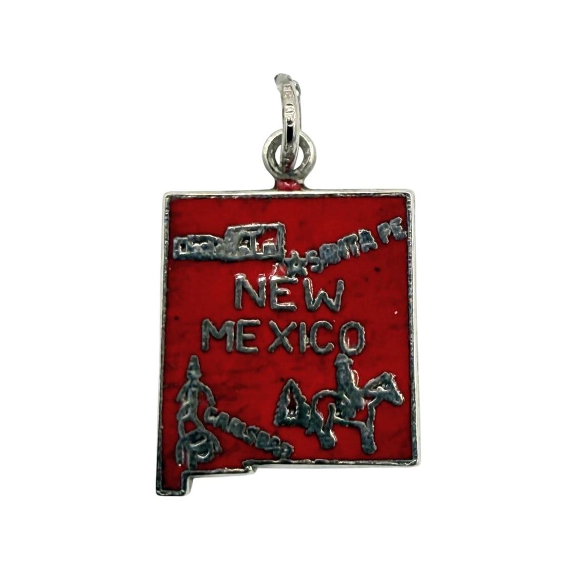 Sterling Red Enamel New Mexico Santa Fe Carlsbad Charm 2.2g: Sterling Red enamel New Mexico Santa Fe Carlsbad Charm 2.2g
