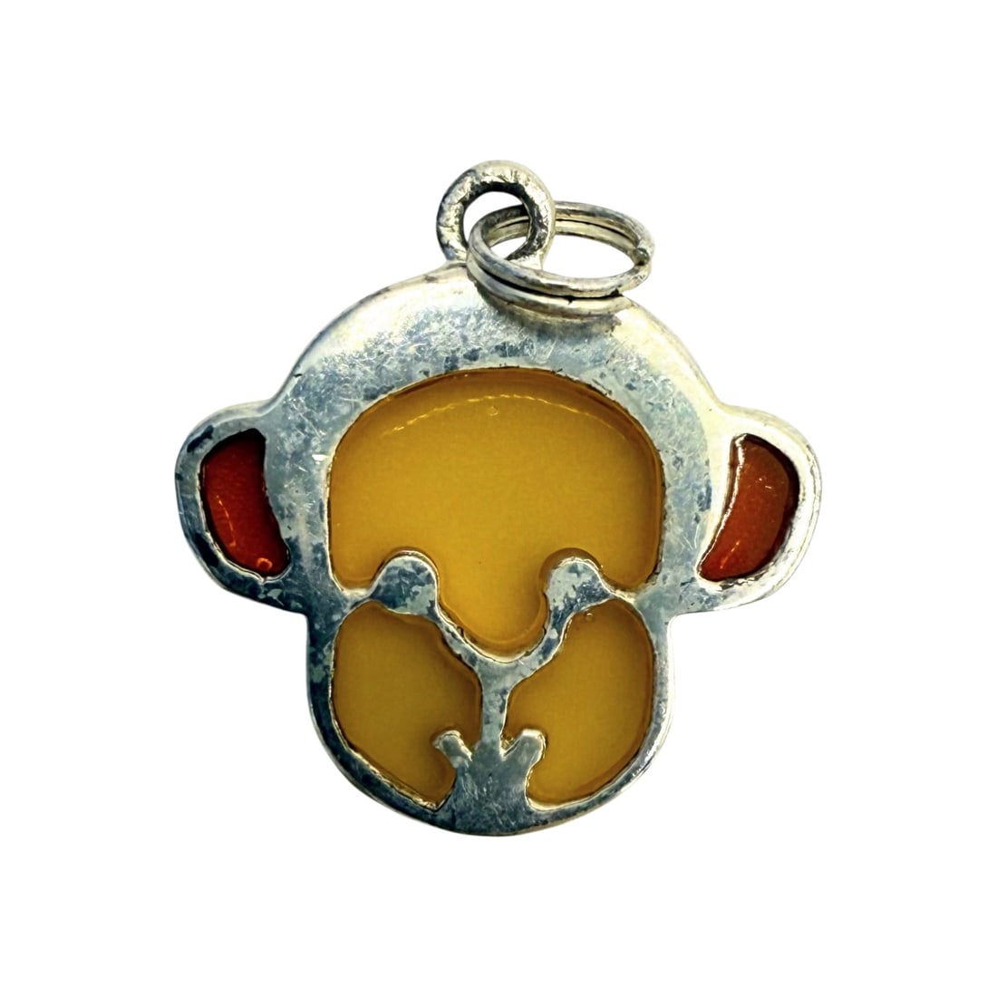 Sterling Orange Peach Enamel Monkey Charm 2g: Sterling Orange Peach enamel Monkey Charm 2g
