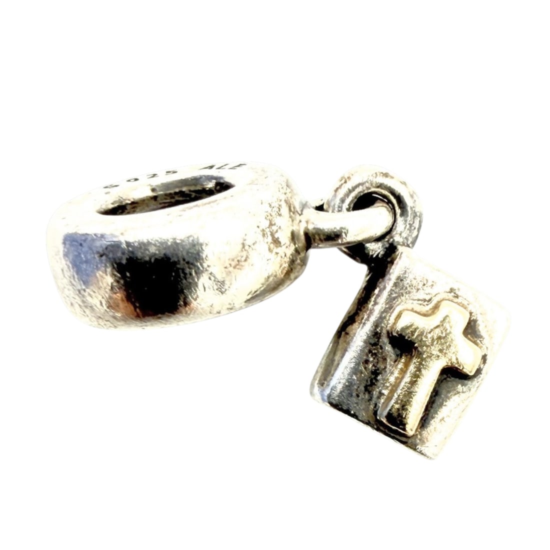Pandora Sterling Bead Charm With Bible 2.4g: Pandora Sterling Bead Charm with Bible 2.4g, signed ALE 925