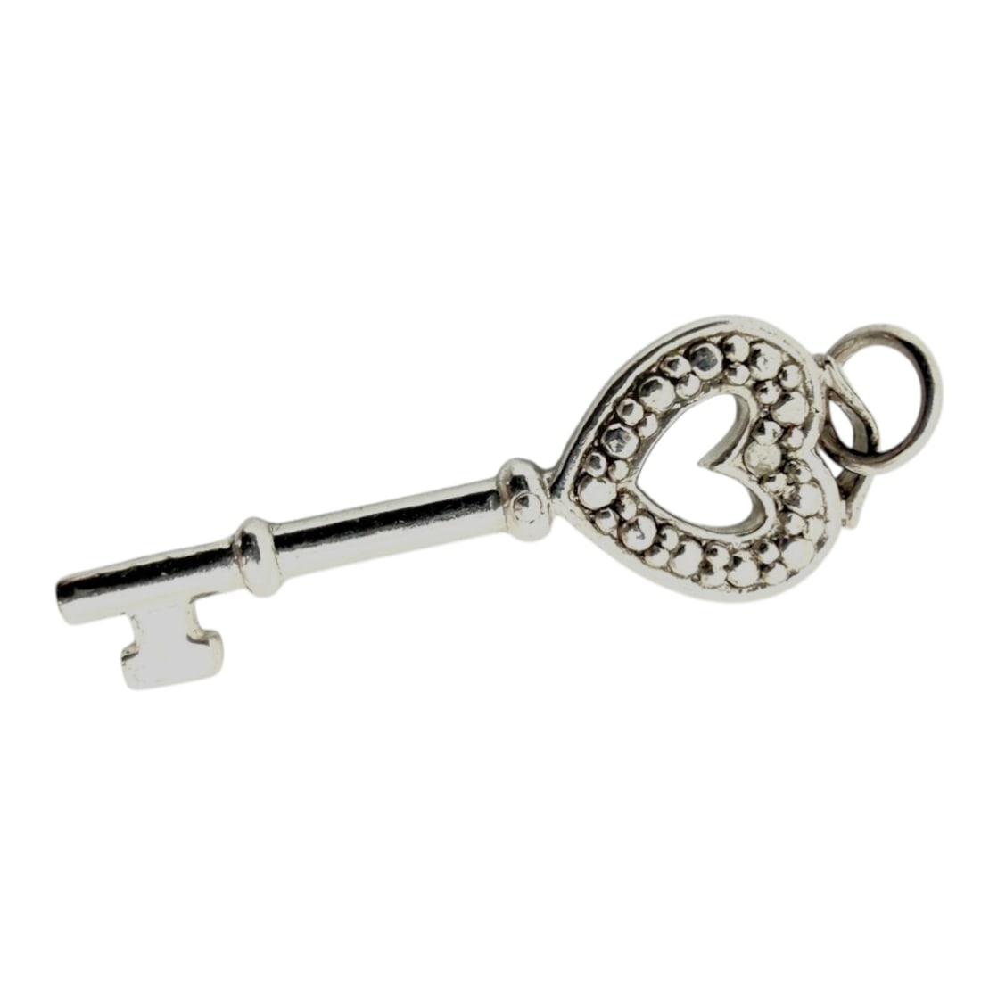 925 Sterling Key With Heart Shaped Bow Pendant 1.5g.: 925 Sterling Key with Heart Shaped Bow Pendant 1.5g.