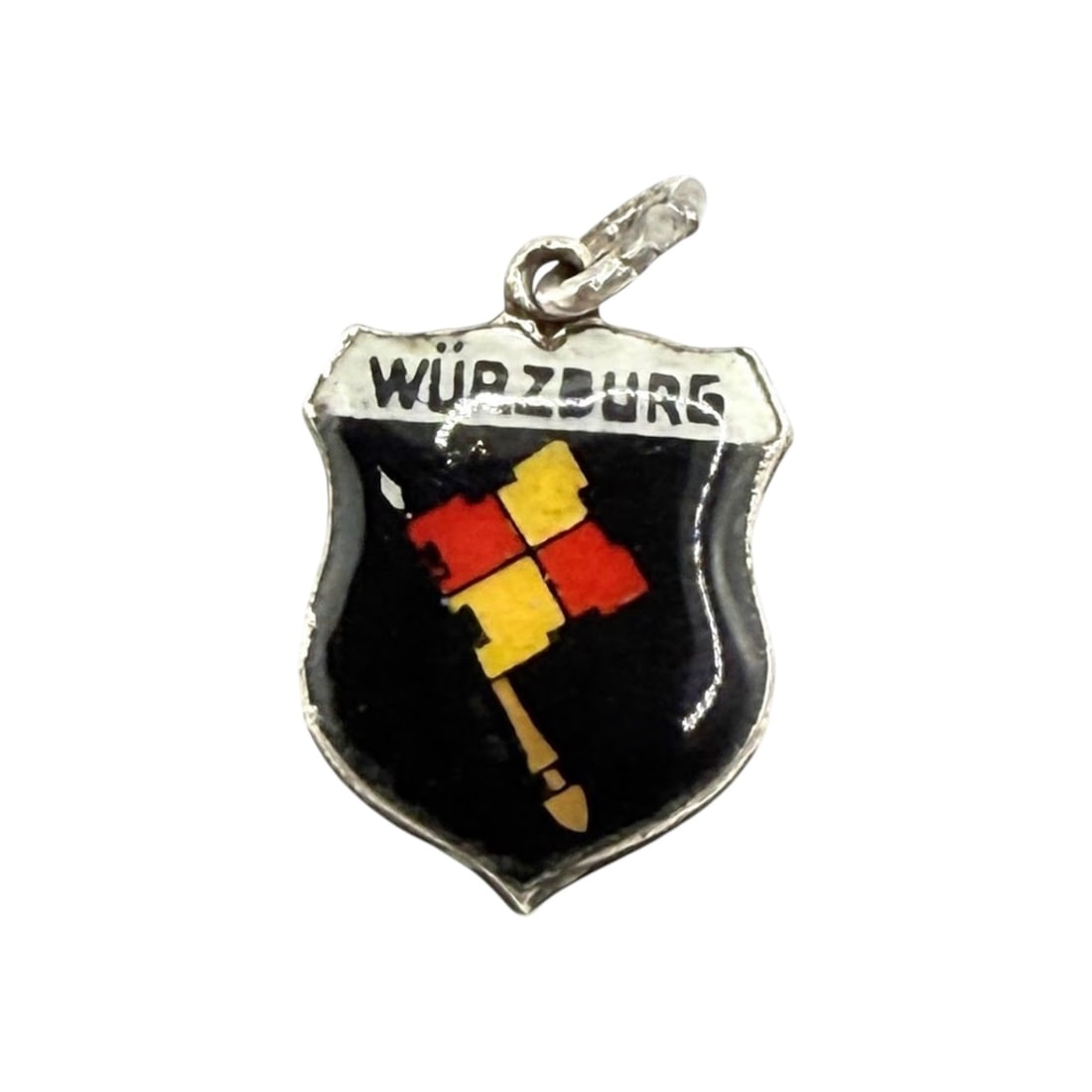 KFR 800 Silver Enamel Wurzburg Charm 1.3g: KFR 800 Silver red yellow black white enamel Wurzburg Charm 1.3g