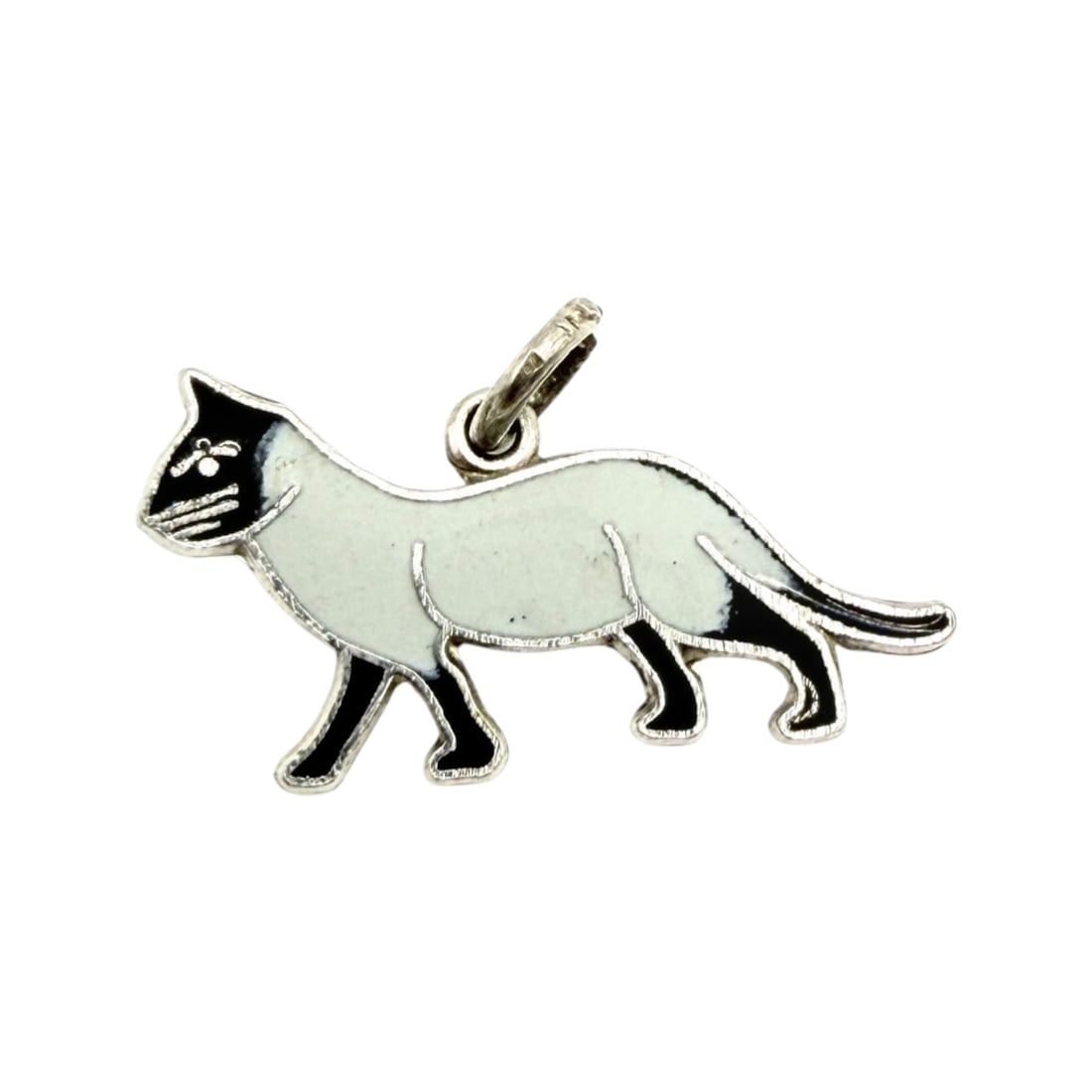 Wells Sterling Black Gray Enamel Cat Charm 1.1g (1 of 3)