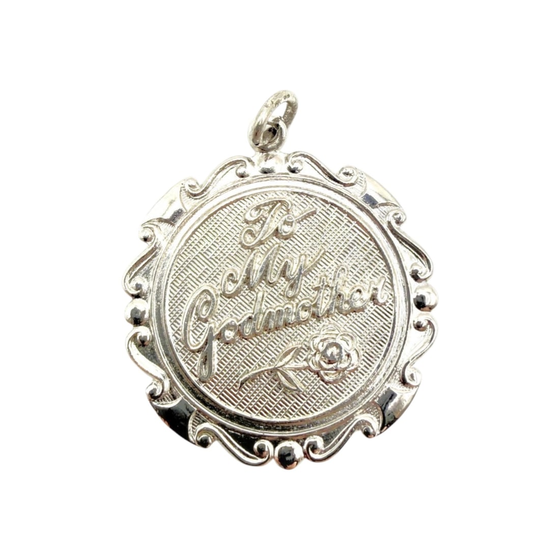 Sterling Engraved To My Grandmother Pendant 4.7g: Sterling Engraved To My Grandmother Rose Motif Pendant 4.7g