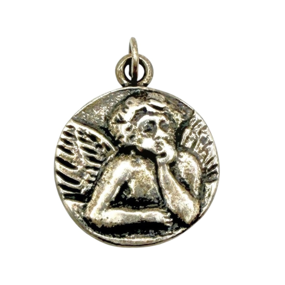 Sterling Guardian Angel Medal Charm 1.4g: 925 Sterling Guardian Angel Medal Charm 1.4g