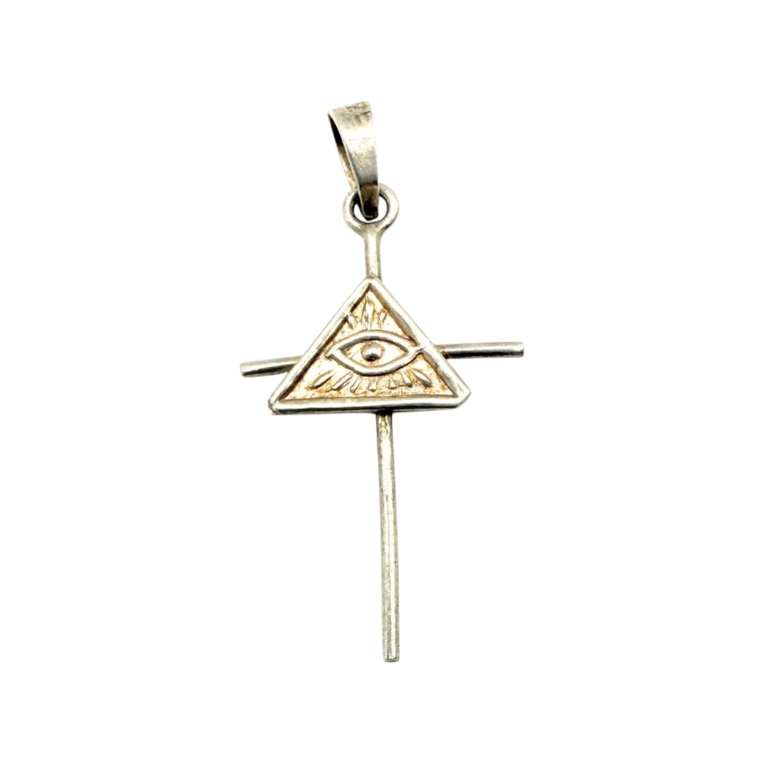 Sterling All Seeing Eye Cross Pendant .8g: Sterling All Seeing Eye Cross Pendant .8g