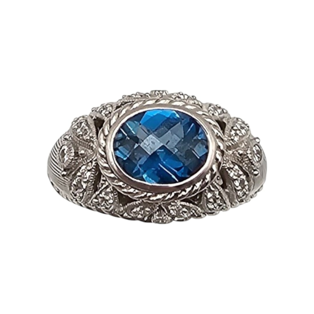 Judith Ripka CZ and Topaz Sterling Silver Cocktail Ring Size 8.75, 11.7g: Judith Ripka Cubic Zirconia Sterling Silver cocktail Ring Size 8.75 11.7 g