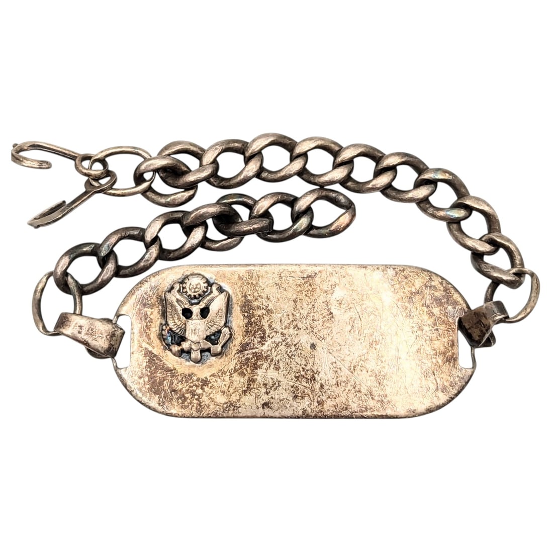 Sterling Military ID Bracelet Curb Chain 19.4g: Sterling military iD bracelet w/ curb chain 19.4g