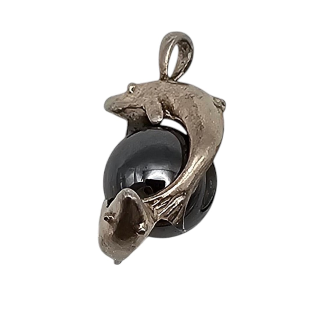 Hematite Sterling Silver Dolphin Pendant 6.9g: Hematite Sterling Silver Dolphin Pendant 6.9 g