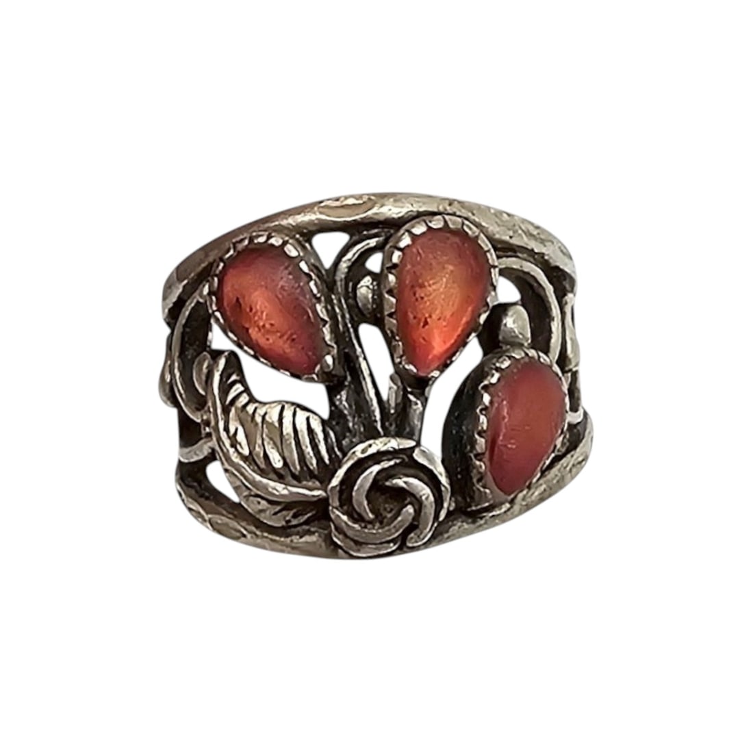 Southwestern Sterling Silver Ring Size 4.5, 5g: Stone Sterling Silver Ring Size 4.5 5 g southwestern