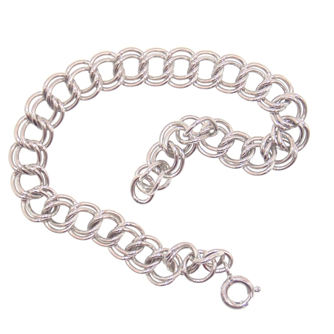 Signed Sterling Double Curb Chain Bracelet 10.2g (1 of 3)