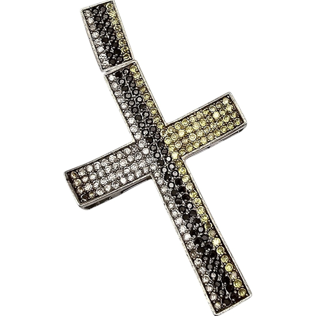 Sterling Silver multi stone Cross Pendant 32.2g (1 of 3)