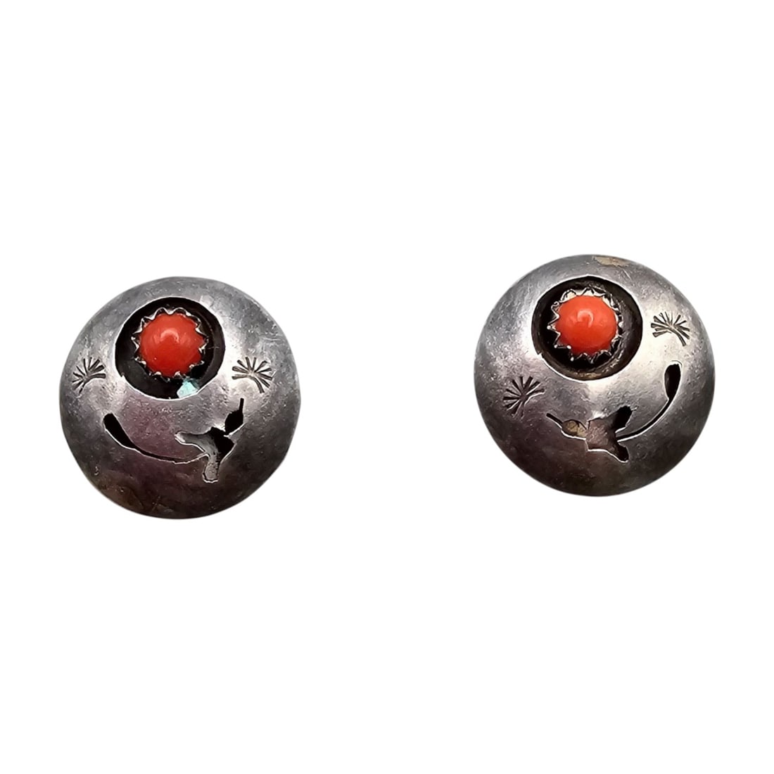 Native Coral Sterling Silver Cut Out Earrings 2.7g: Native Coral Sterling Silver cut out Earrings 2.7 G