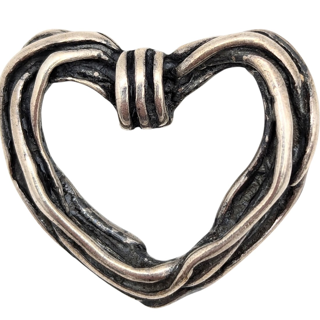 Sterling Mexico Heart Brooch 13.4g (1 of 4)