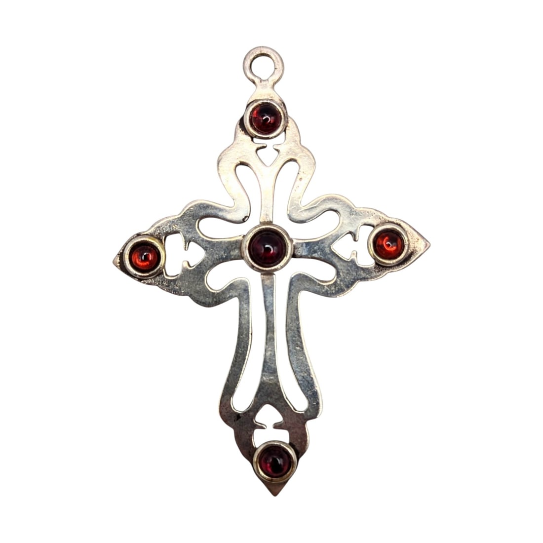Sterling Garnet On Cross Pendant 10.8g (1 of 4)