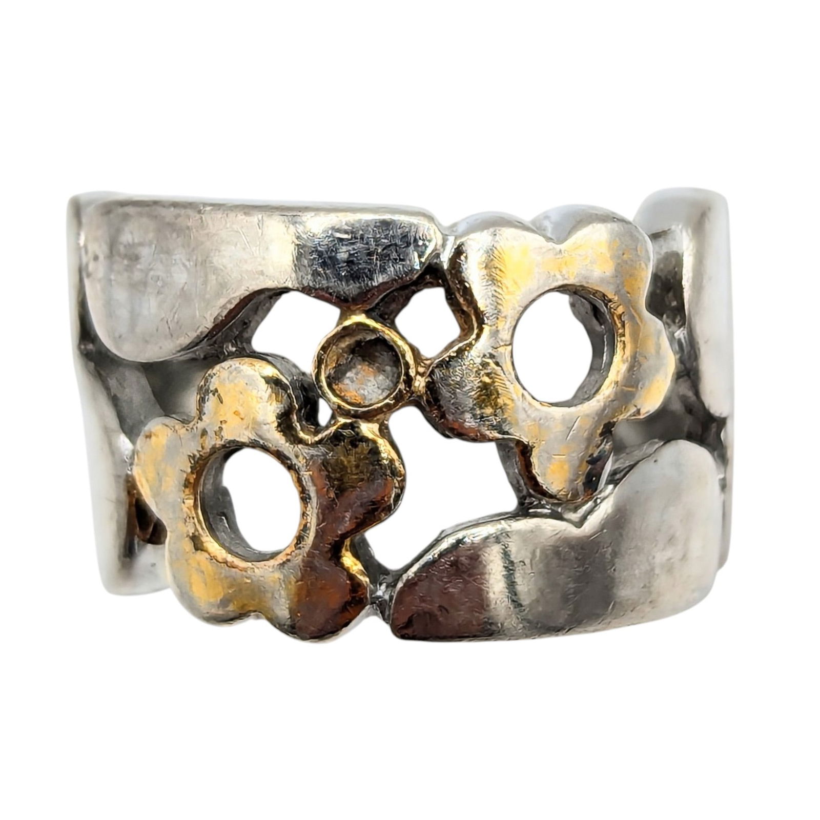 Sterling 2 Flowers Ring Size 6.5, 8.4g (1 of 3)