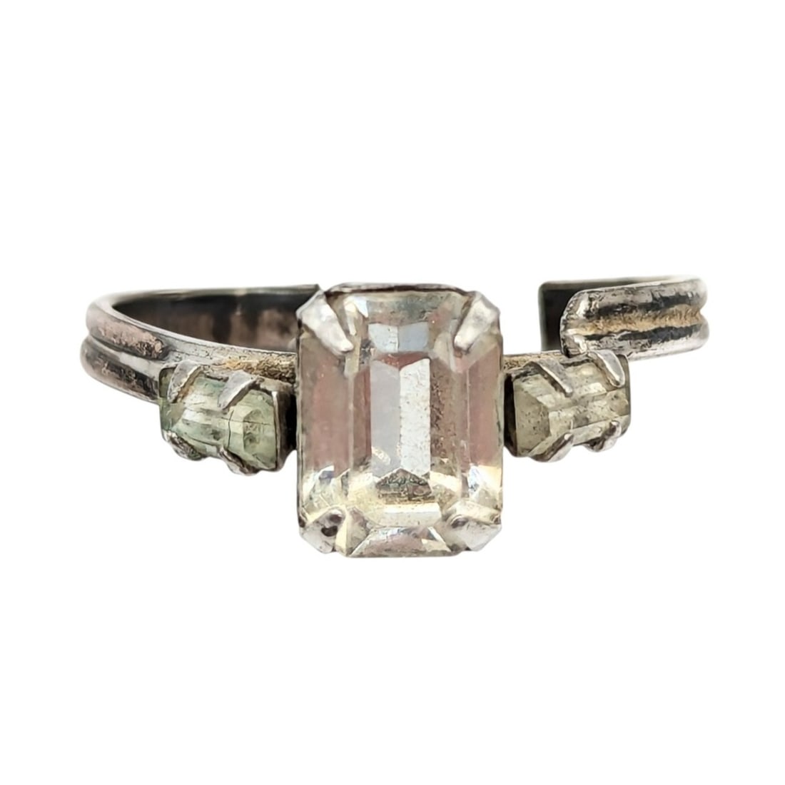 Sterling clear Rhinestone Ring Size 7.5, 1.9g (1 of 4)